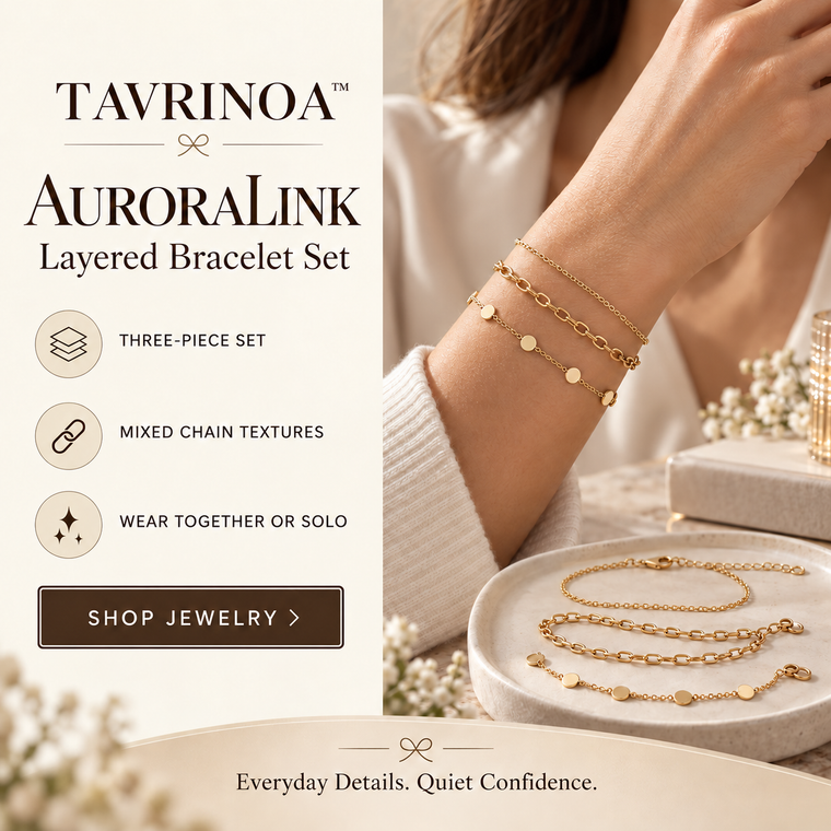 TAVRINOA™ AuroraLink Layered Bracelet Set