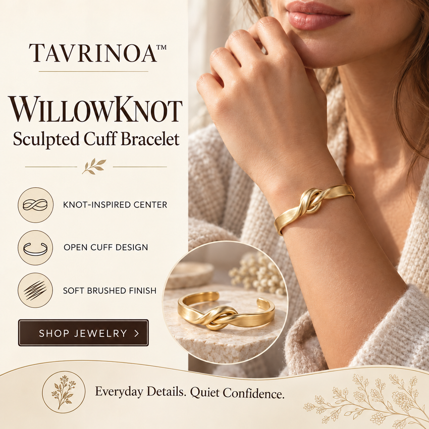 TAVRINOA™ WillowKnot Sculpted Cuff Bracelet