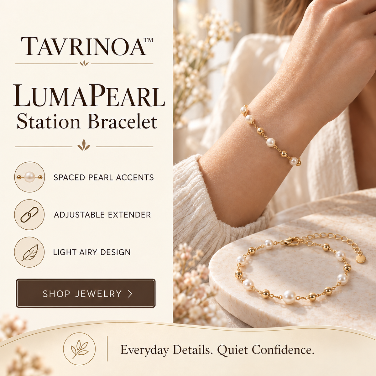 TAVRINOA™ LumaPearl Station Bracelet