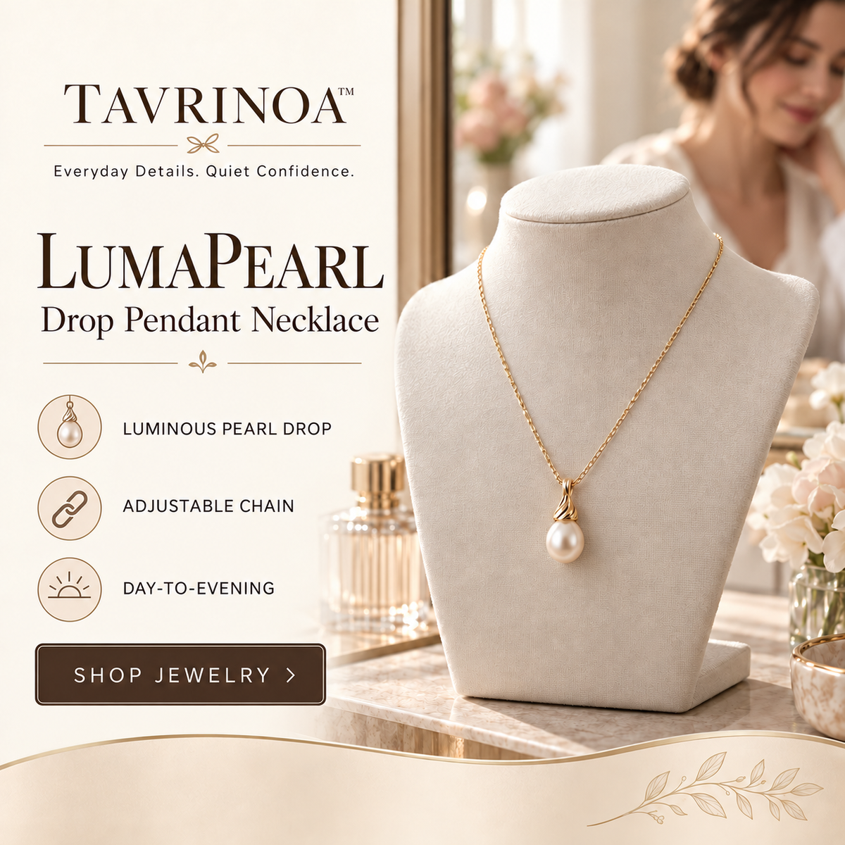 TAVRINOA™ LumaPearl Drop Pendant Necklace