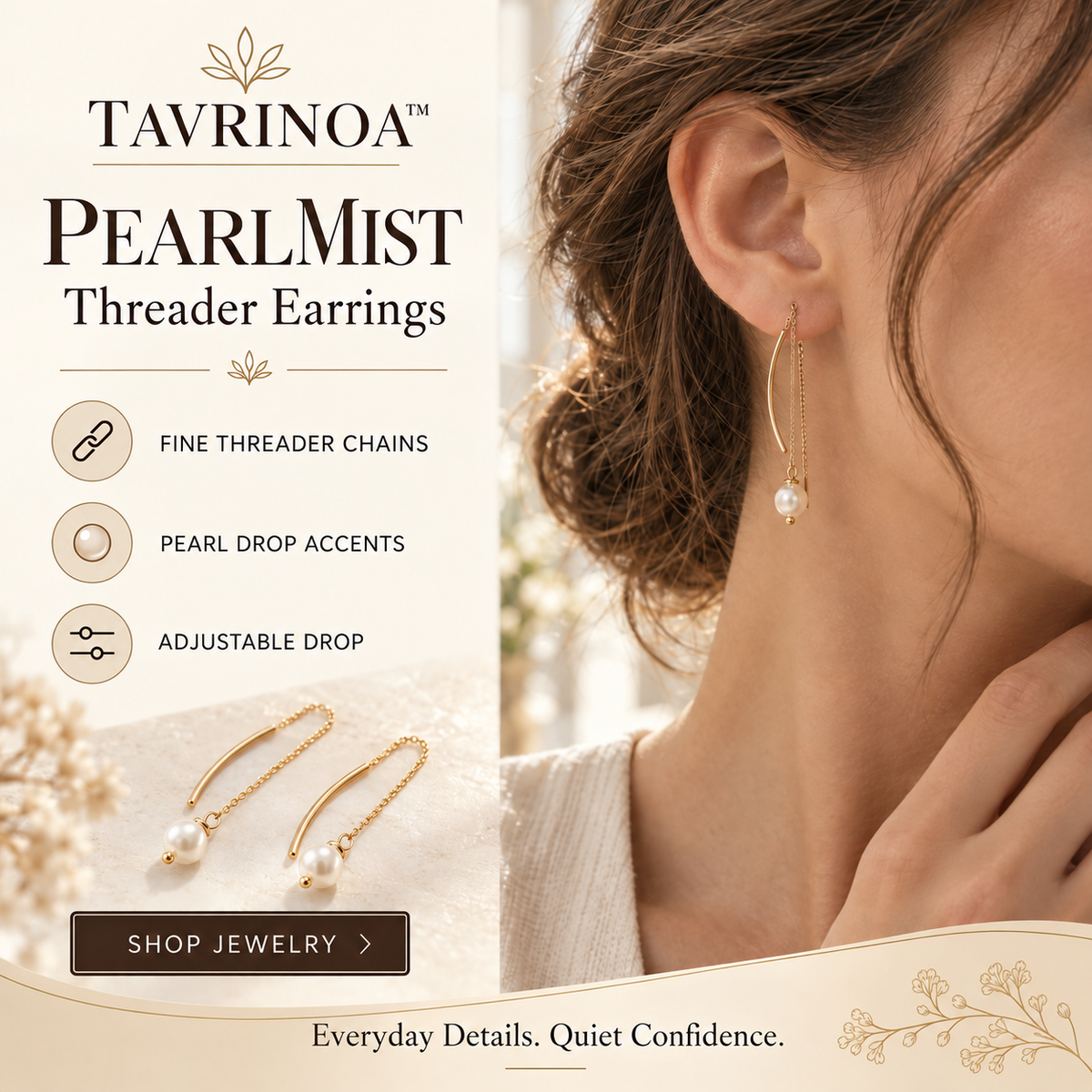 TAVRINOA™ PearlMist Threader Earrings
